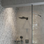 hansgrohe Raindance E Fixed Shower Head 300 1 Spray with shower arm, Brushed Black, Chrome
