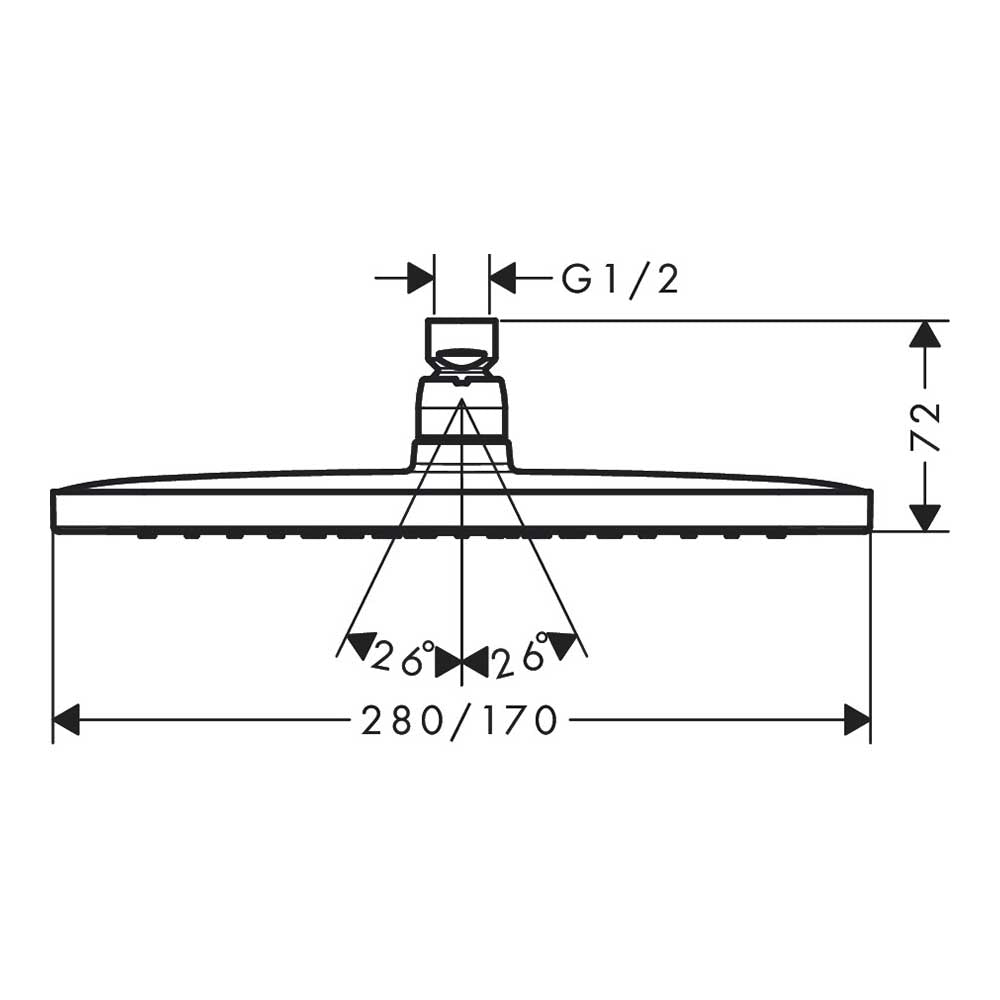 hansgrohe Croma E Fixed Shower Head 280 1 Spray, Chrome