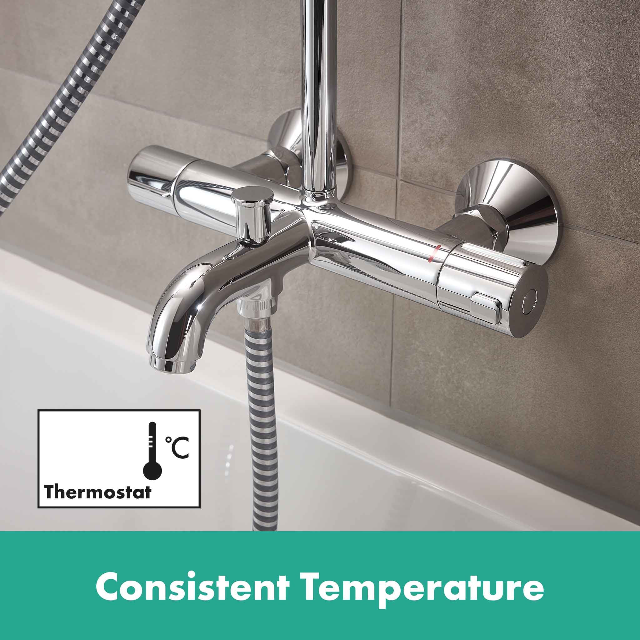 Hansgrohe Vernis Blend Showerpipe 200 1 Jet With Bath Thermostatic Chrome