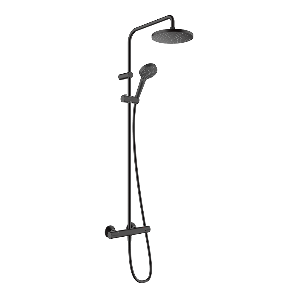 Hansgrohe Hangrohe Vernis Blend Dual Exposed Thermostatic Shower System Matt Black 200 1 Jet