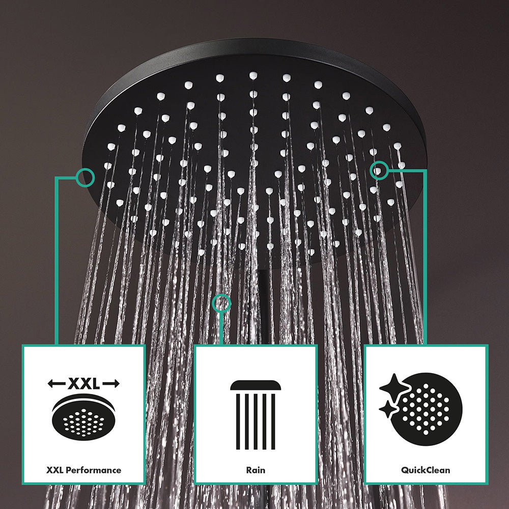 Hansgrohe Hangrohe Vernis Blend Dual Exposed Thermostatic Shower System Matt Black 200 1 Jet