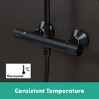 Hansgrohe Hangrohe Vernis Blend Dual Exposed Thermostatic Shower System Matt Black 200 1 Jet