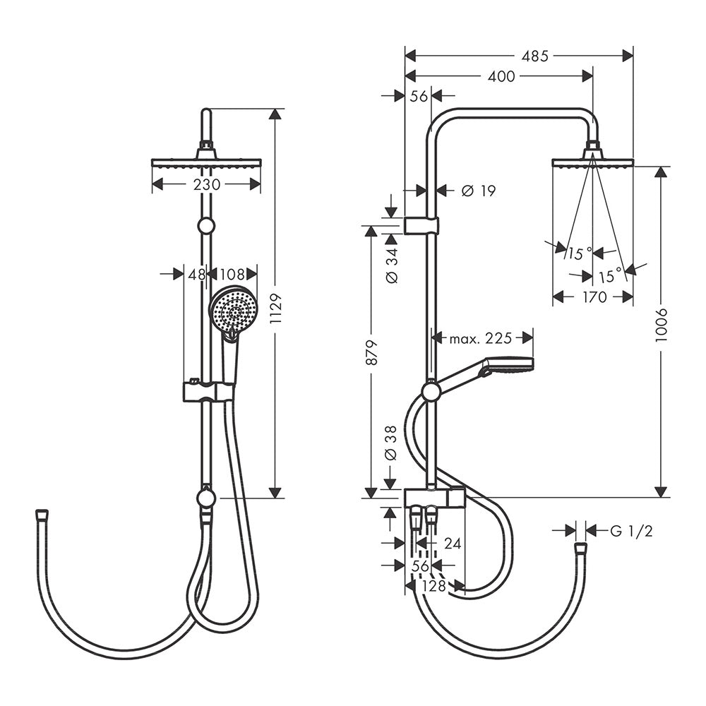 Hansgrohe Vernis Shape Showerpipe 230 1 Jet Reno Chrome