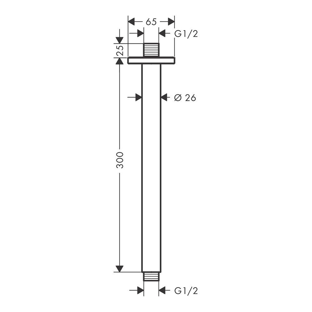 Hansgrohe Vernis Shape Ceiling Connector 300mm Chrome