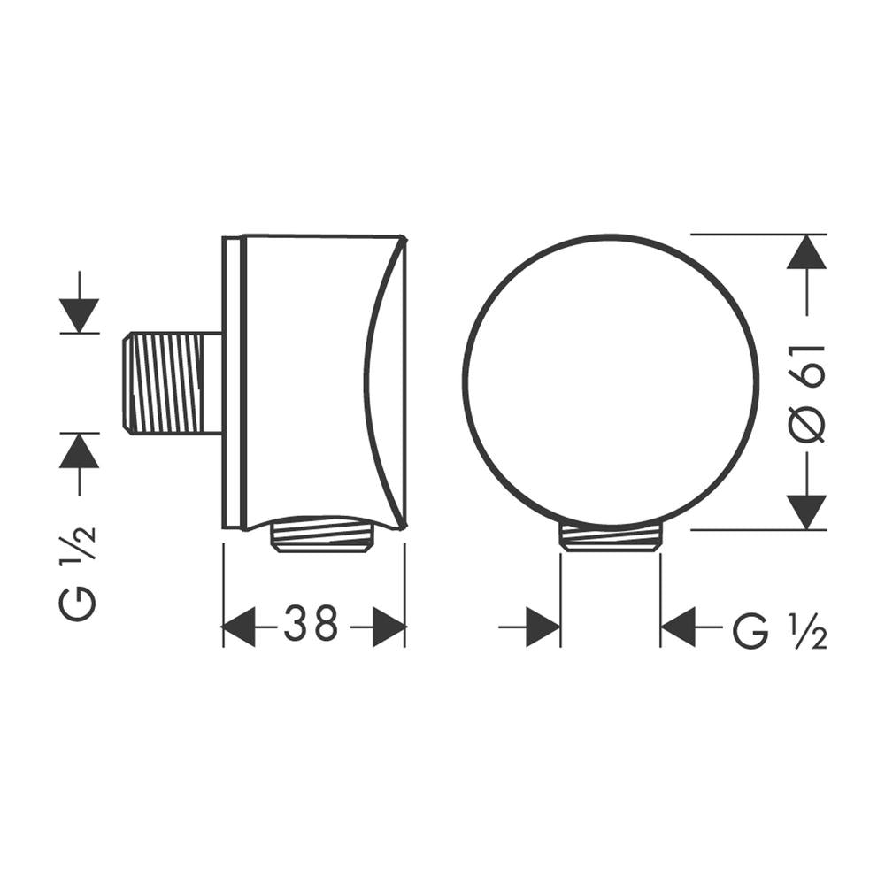 hansgrohe FixFit Wall Outlet S with Non-Return Valve and Synthetic Connection Angle, Chrome