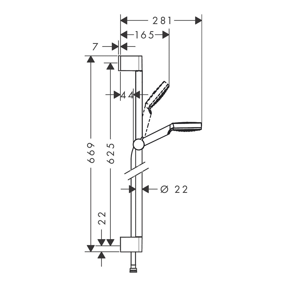 Hansgrohe Crometta Shower Set 100 1 Jet With Shower Bar 650mm White/Chrome