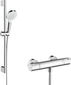 Hansgrohe Crometta Single Outlet Thermostatic Bar Mixer Shower White/Chrome