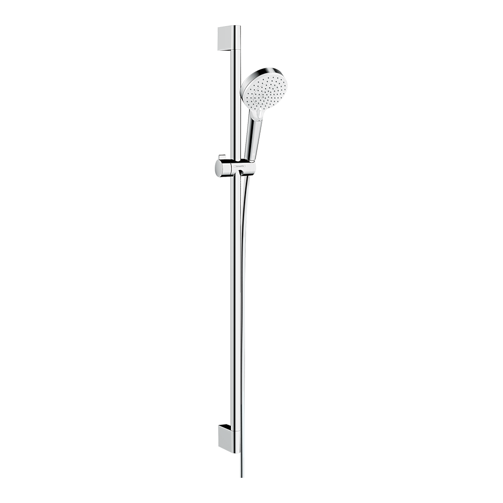 hansgrohe Crometta Shower Handset 100 Vario EcoSmart with Shower Rail 90 cm White/Chrome