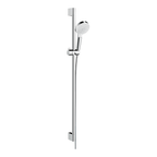 hansgrohe Crometta Shower Handset 100 Vario EcoSmart with Shower Rail 90 cm White/Chrome