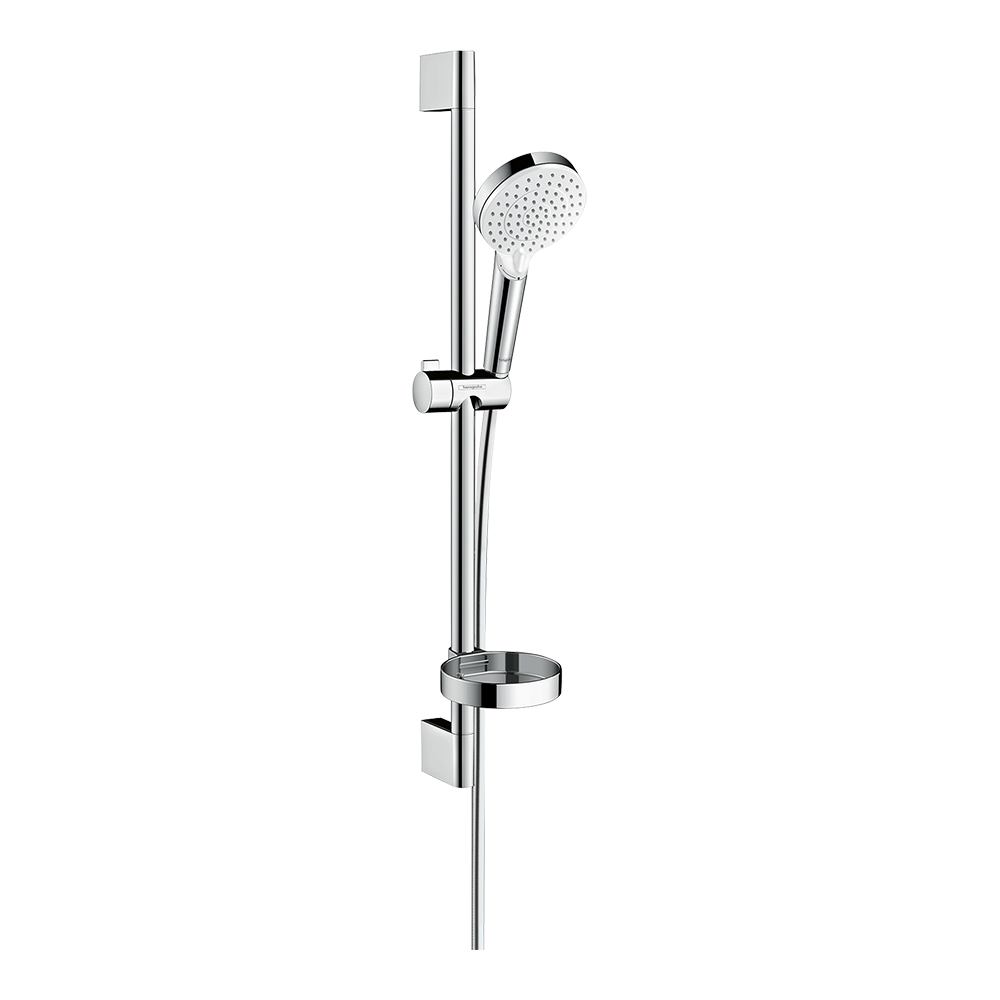 hansgrohe Crometta Shower Handset 100 Vario with Shower Rail 65 cm and soap dish White/Chrome