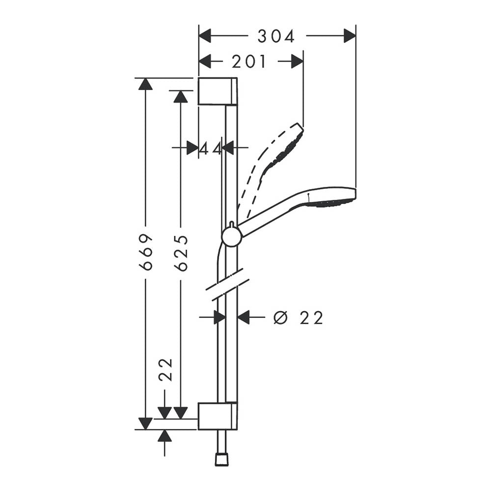 hansgrohe Croma Select S Shower Handset 110 Multi with Shower Rail 65 cm White/Chrome
