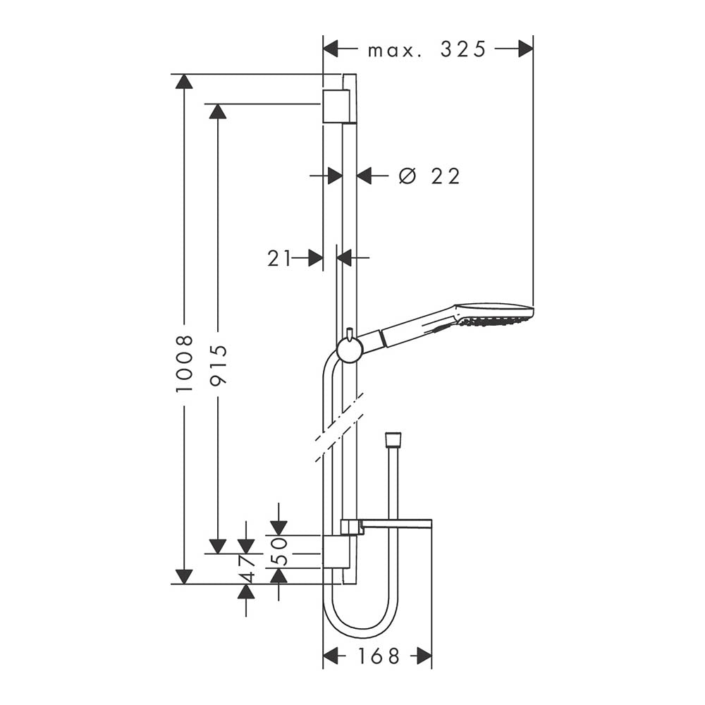 hansgrohe Raindance Select E Shower Handset 120 3 Spray with Shower Rail 90 cm and soap dish, Chrome
