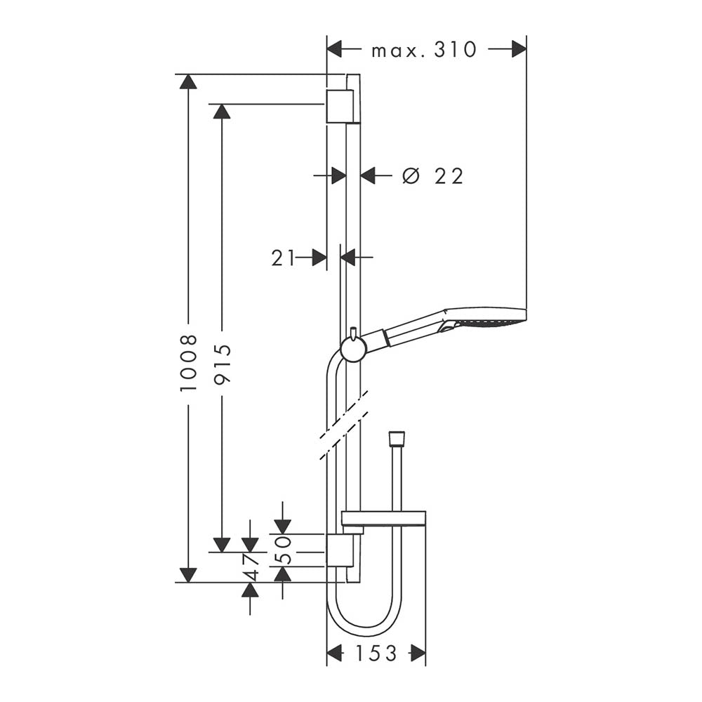 hansgrohe Raindance Select S Shower Handset 120 3 Spray with Shower Rail 90 cm and soap dish, Chrome