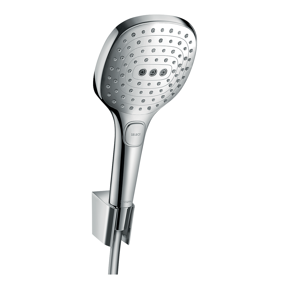 hansgrohe Raindance Select E Shower Handset 120 3 Spray with Holder and Shower Hose 160 cm, Chrome