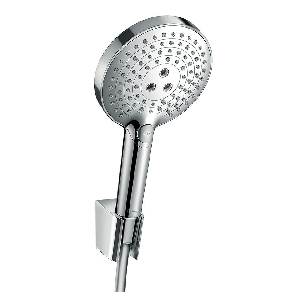 hansgrohe Raindance Select S Shower Handset 120 3 Spray with Holder and Shower Hose 160 cm, Chrome