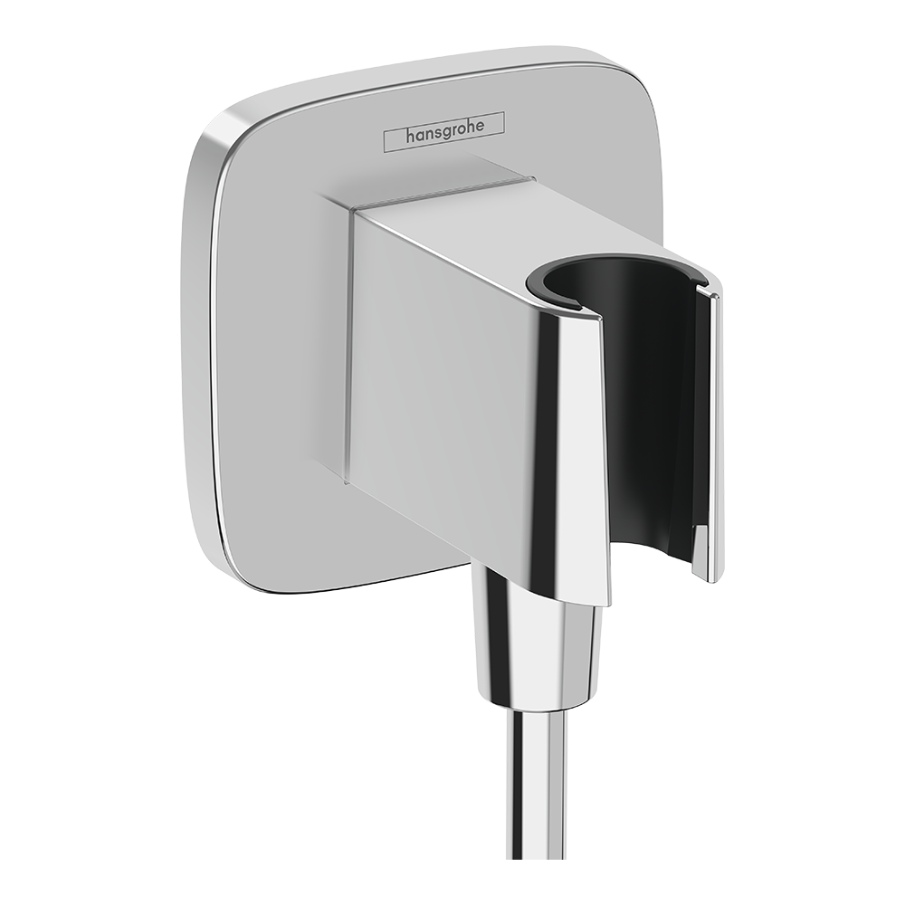 hansgrohe FixFit Q Wall Outlet with Shower Handset Holder, Chrome