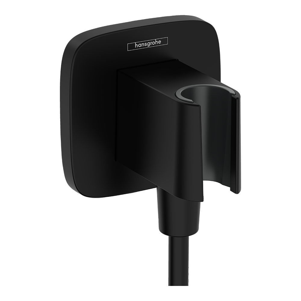 hansgrohe FixFit Q Wall Outlet with Shower Handset Holder, Matt Black