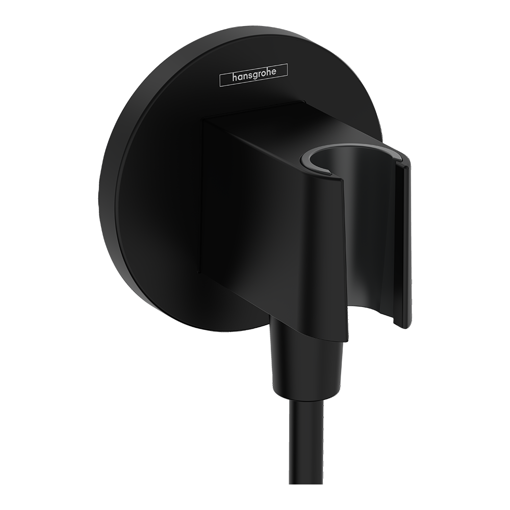 hansgrohe FixFit S Wall Outlet with Shower Handset Holder, Matt Black