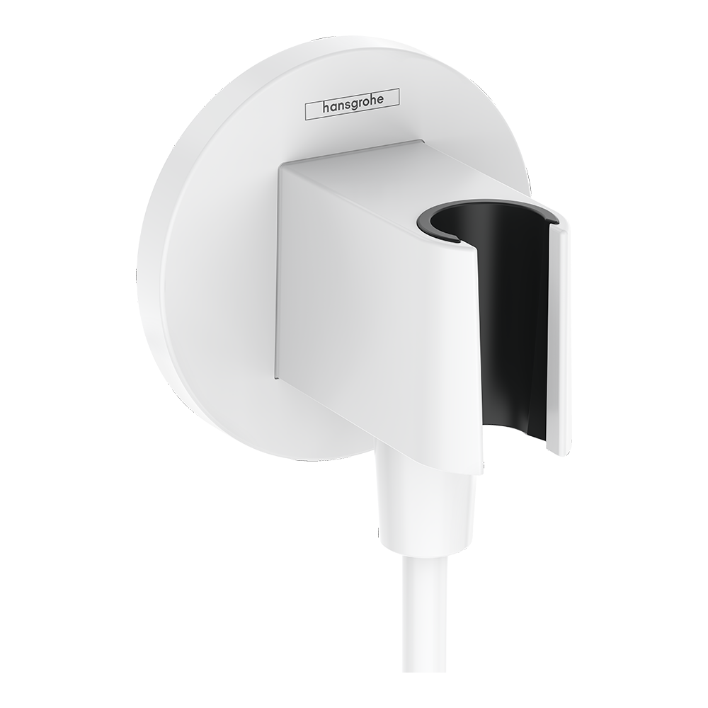 hansgrohe FixFit S Wall Outlet with Shower Handset Holder, Matt White
