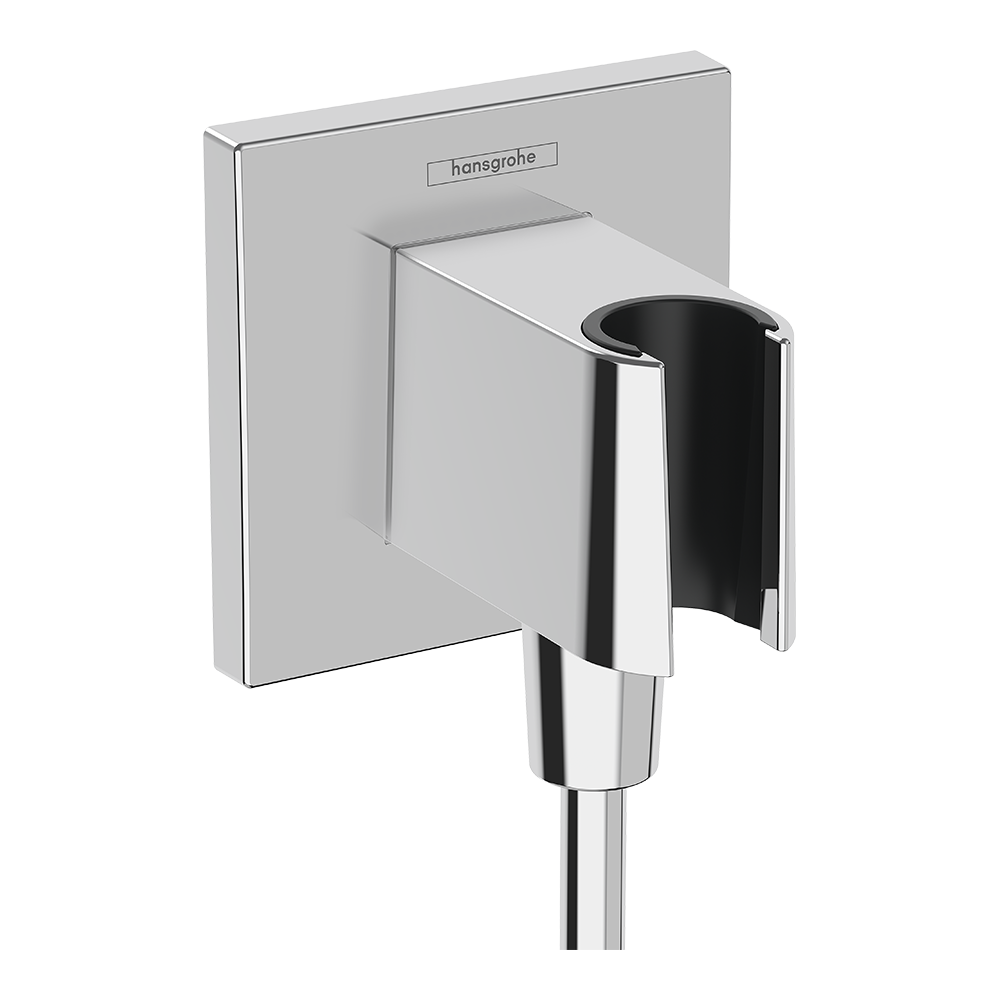 hansgrohe FixFit E Wall Outlet with Shower Handset Holder, Chrome