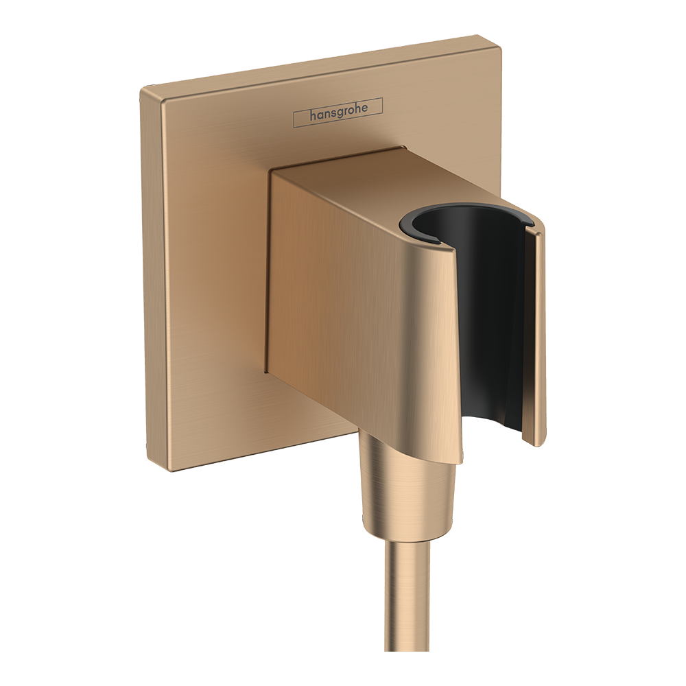 hansgrohe FixFit E Wall Outlet with Shower Handset Holder, Brushed Bronze