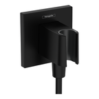 hansgrohe FixFit E Wall Outlet with Shower Handset Holder, Matt Black