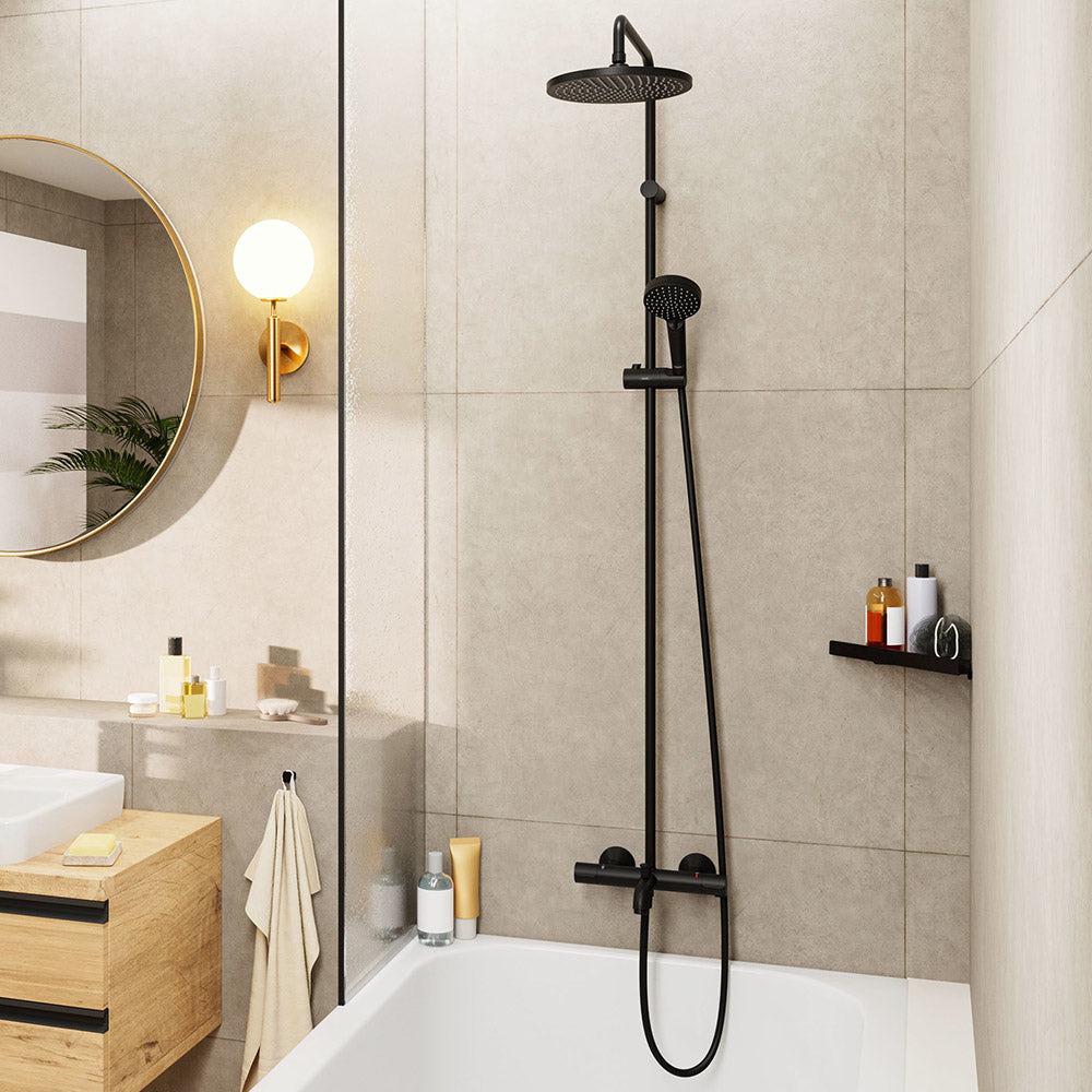Hansgrohe Vernis Blend Showerpipe 240 1 Jet With Bath Thermostatic Matt Black
