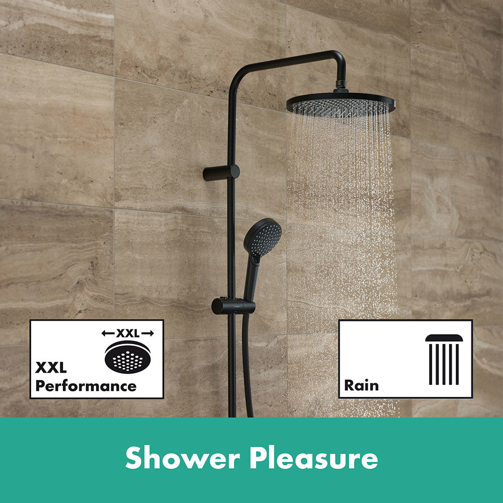 Hansgrohe Vernis Blend Showerpipe 240 1 Jet With Bath Thermostatic Matt Black