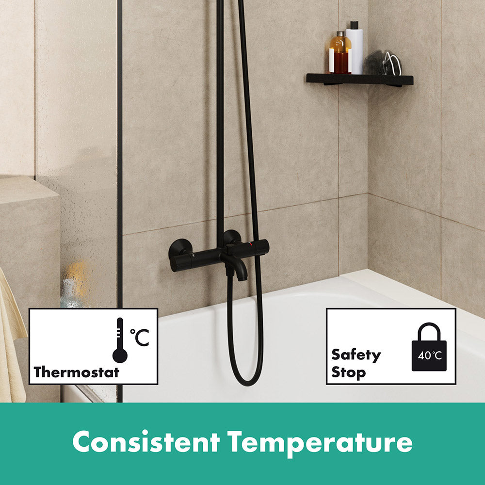 Hansgrohe Vernis Blend Showerpipe 240 1 Jet With Bath Thermostatic Matt Black