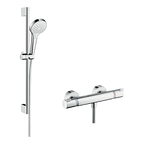 Hansgrohe Croma Select S Shower System For Exposed Installation Vario With Ecostat Comfort Thermostatic And Shower Bar 650mm White/Chrome