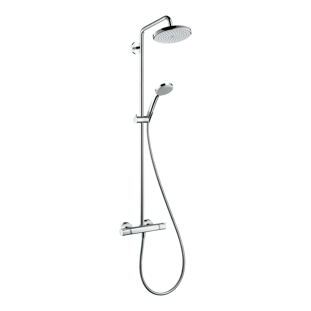 Hansgrohe Croma Showerpipe 220 1 Jet Ecosmart 9 L/Min With Thermostatic Chrome