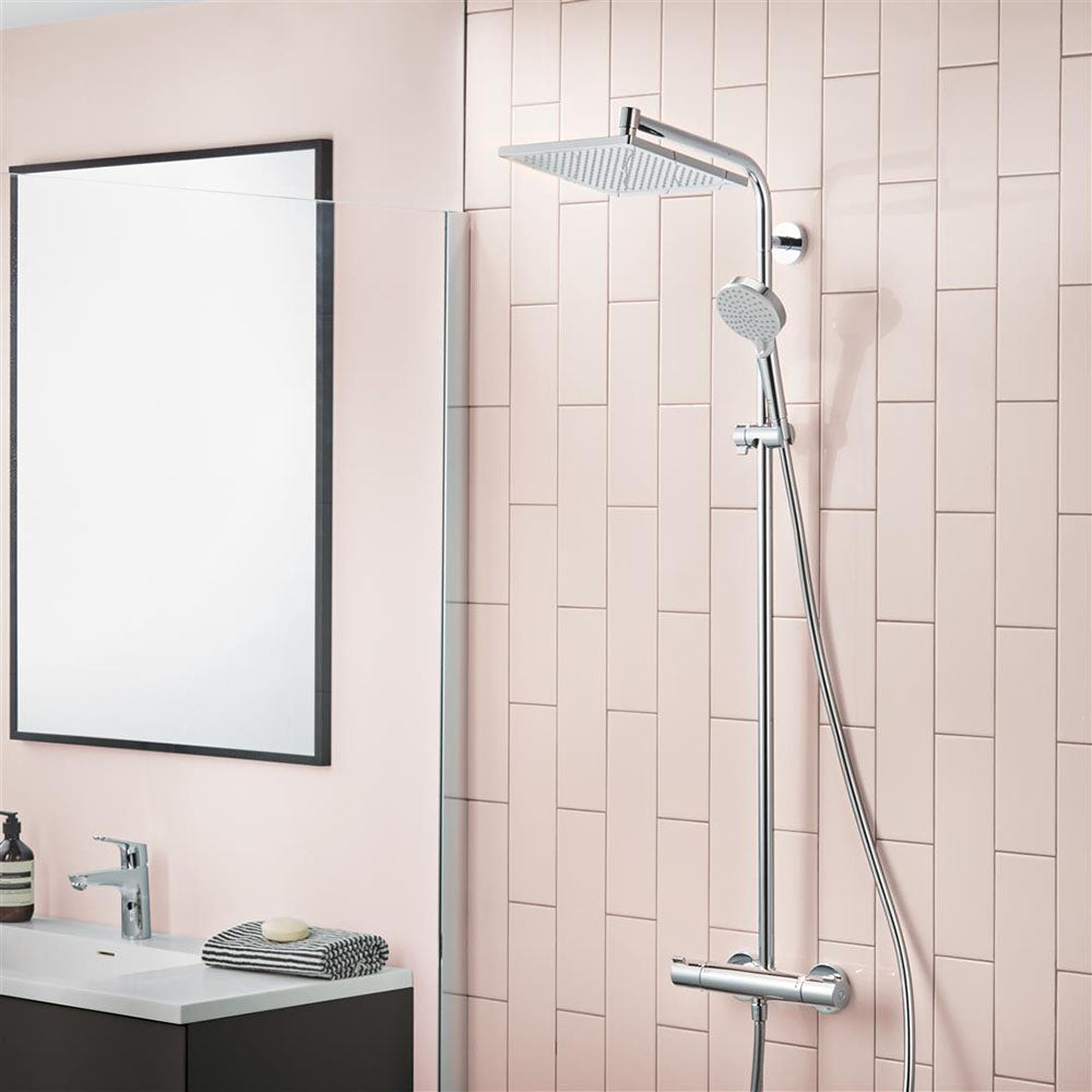 Hansgrohe Crometta E Showerpipe 240 1 Jet With Thermostatic Chrome