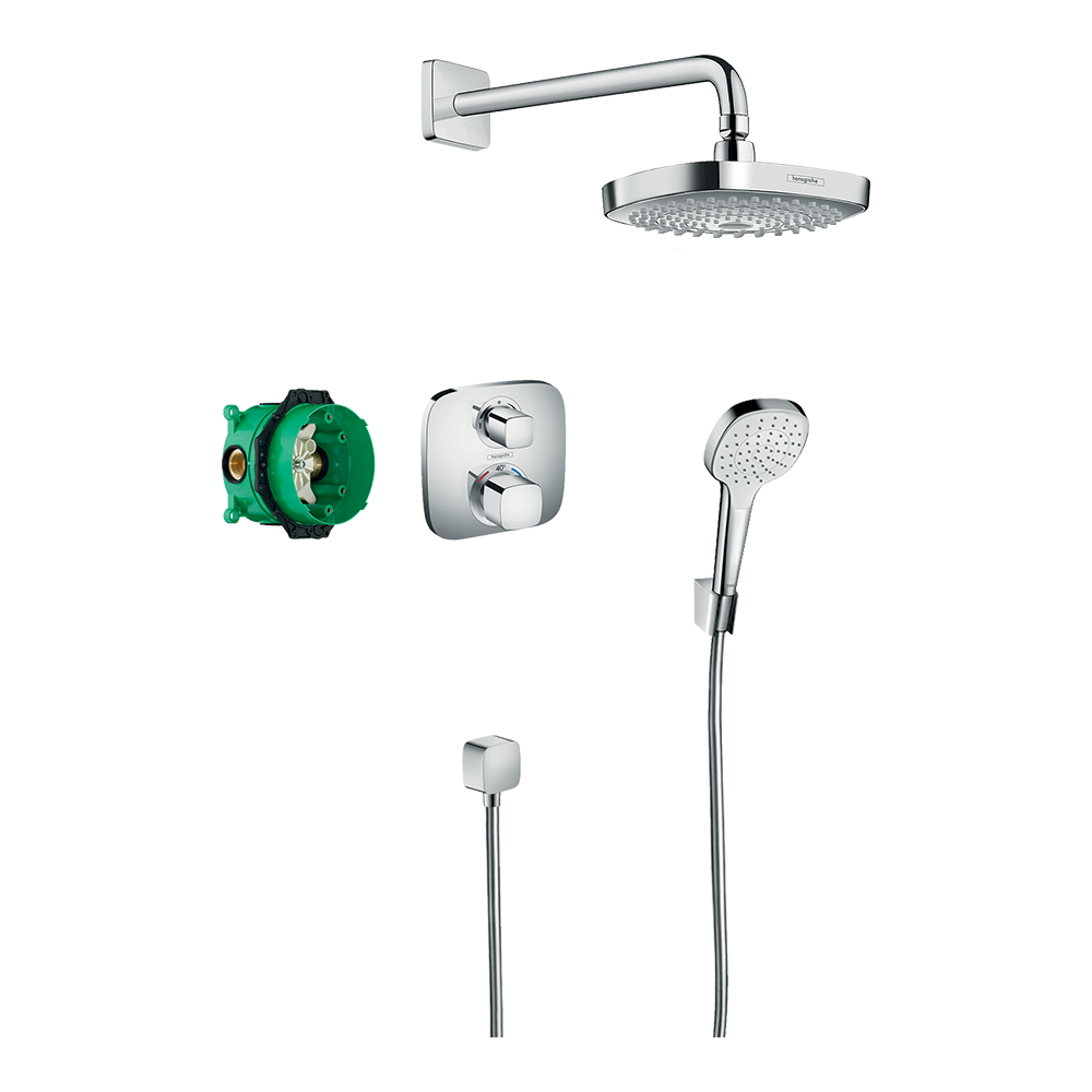 Hansgrohe Croma Select E Shower System For Concealed Installation 180 2Jet With Ecostat E Thermostatic Chrome