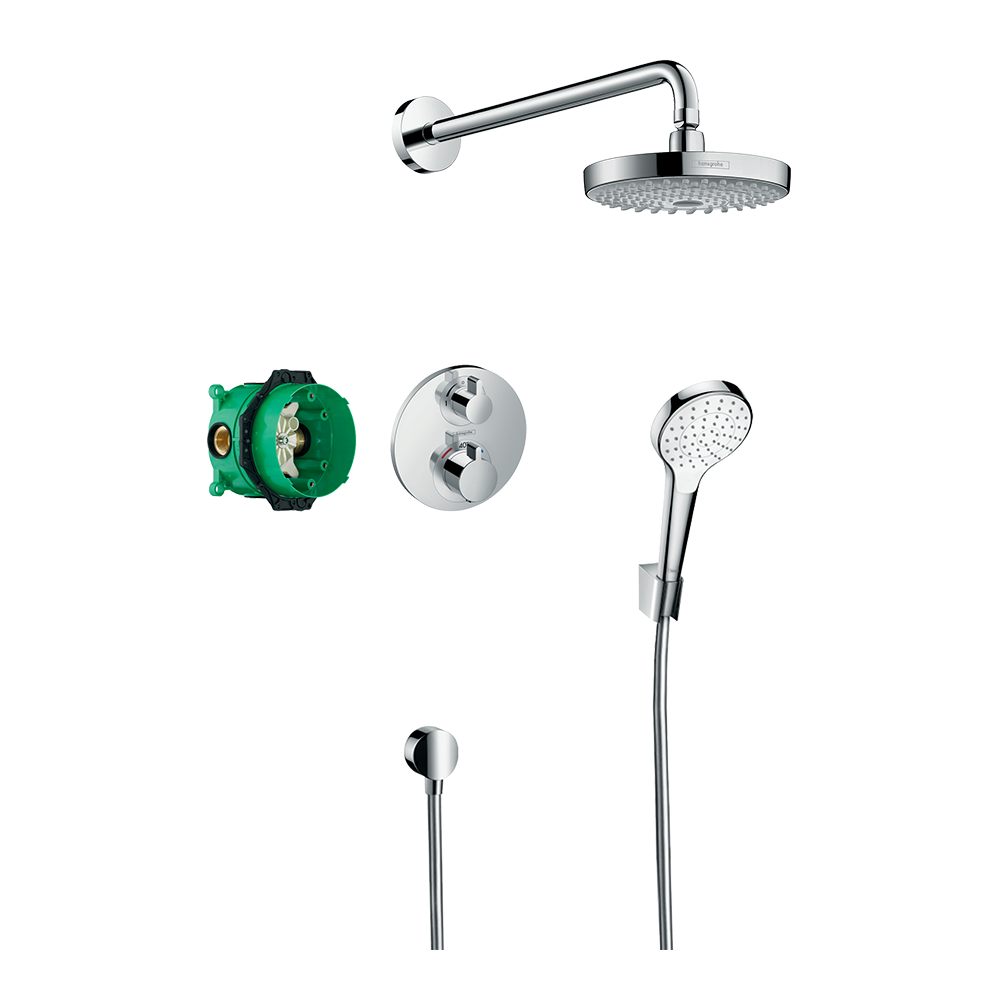 Hansgrohe Croma Select S Shower System For Concealed Installation 180 2Jet With Ecostat S Thermostatic Chrome