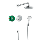 Hansgrohe Croma Select S Shower System For Concealed Installation 180 2Jet With Ecostat S Thermostatic Chrome