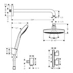 Hansgrohe Croma Select S Shower System For Concealed Installation 180 2Jet With Ecostat S Thermostatic Chrome