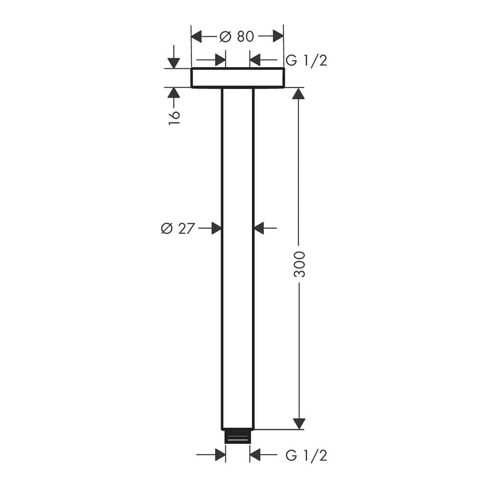 hansgrohe Ceiling Connector S 30 cm, Matt Black