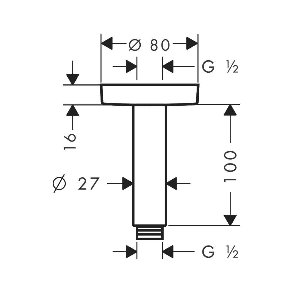 hansgrohe Ceiling Connector S 10 cm, Brushed Bronze