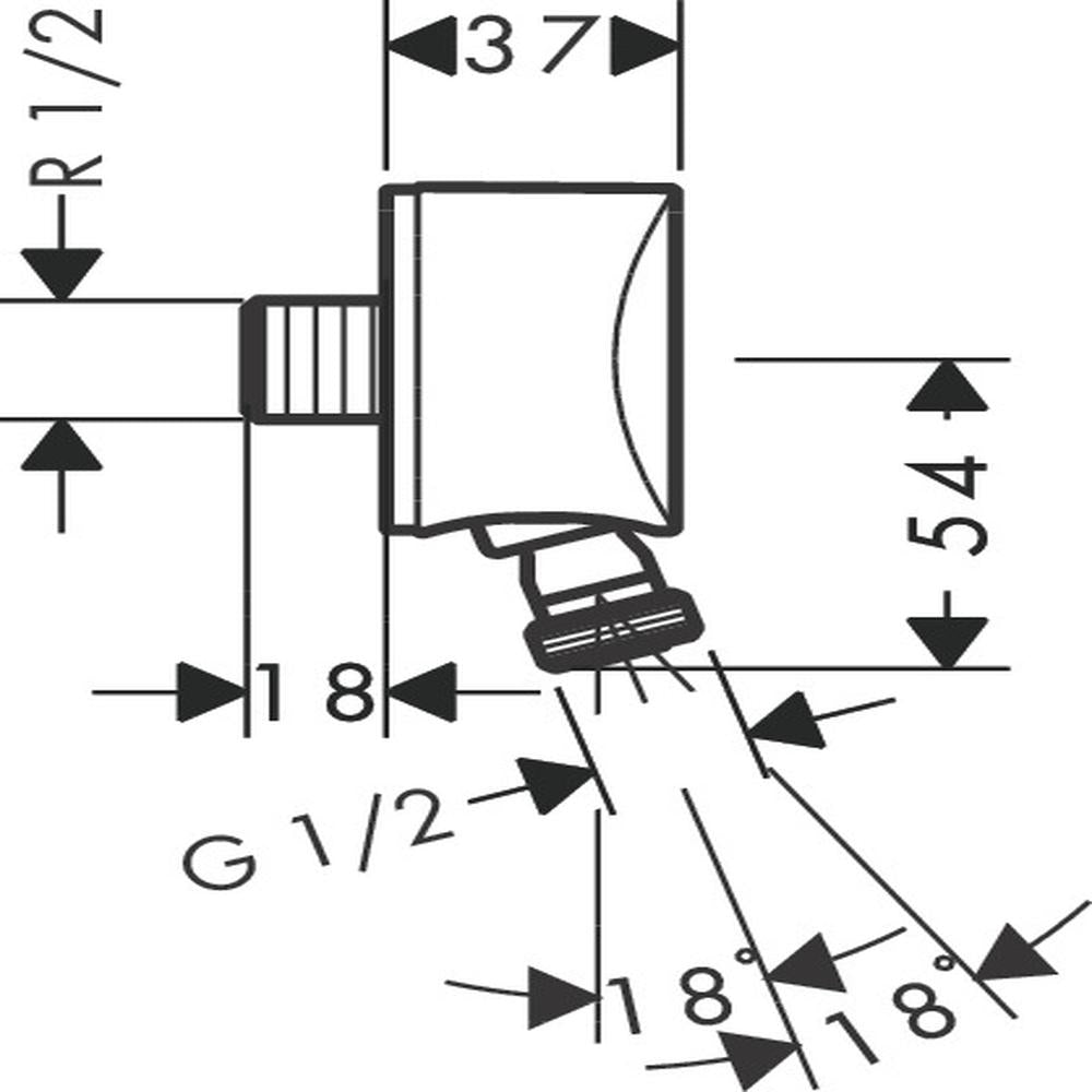 hansgrohe FixFit Wall Outlet S with Non-Return Valve and Pivot Joint, Chrome