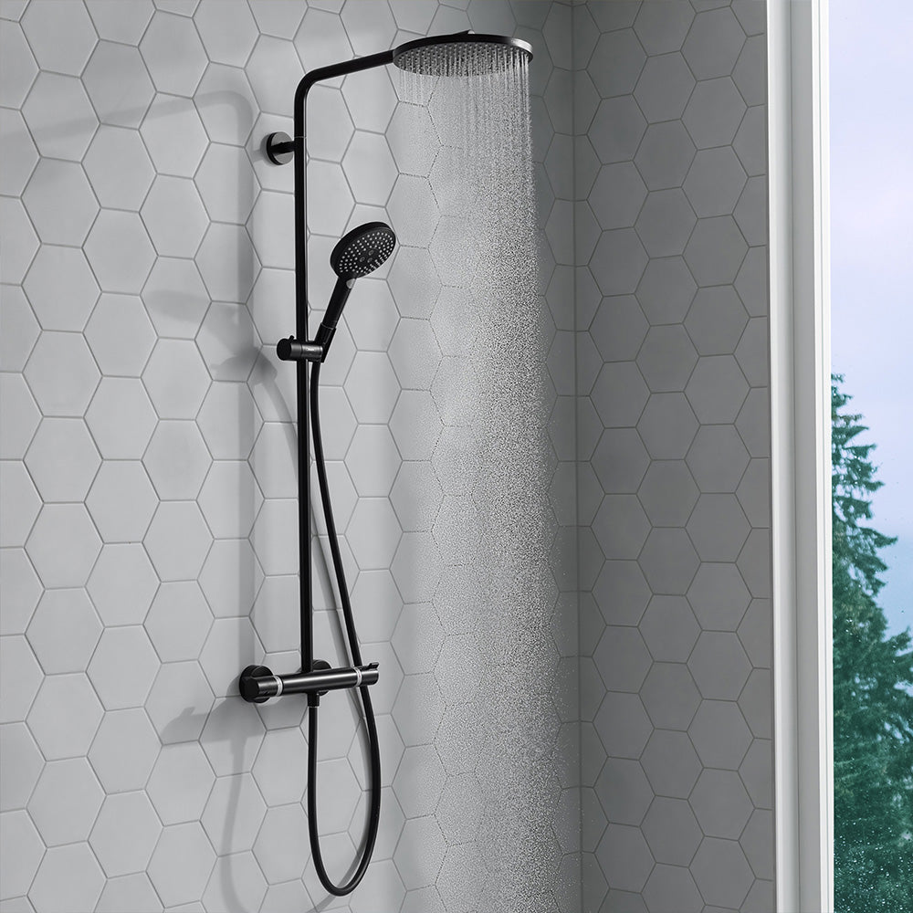 hansgrohe Raindance Select S Thermostatic Shower Mixer Set 240 PowderRain, Matt Black