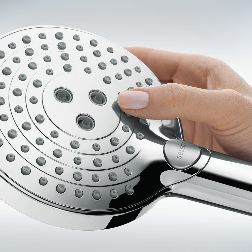 hansgrohe Raindance Select S Shower Handset 120 3 Spray PowderRain with Shower Rail 65 cm and soap dish, Chrome
