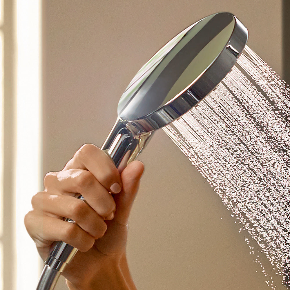 hansgrohe Raindance Select S Shower Handset 120 3 Spray PowderRain with Holder and Shower Hose 160 cm, Chrome