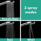 hansgrohe Raindance Select S Shower Handset 120 3 Spray PowderRain with Holder and Shower Hose 160 cm, Chrome