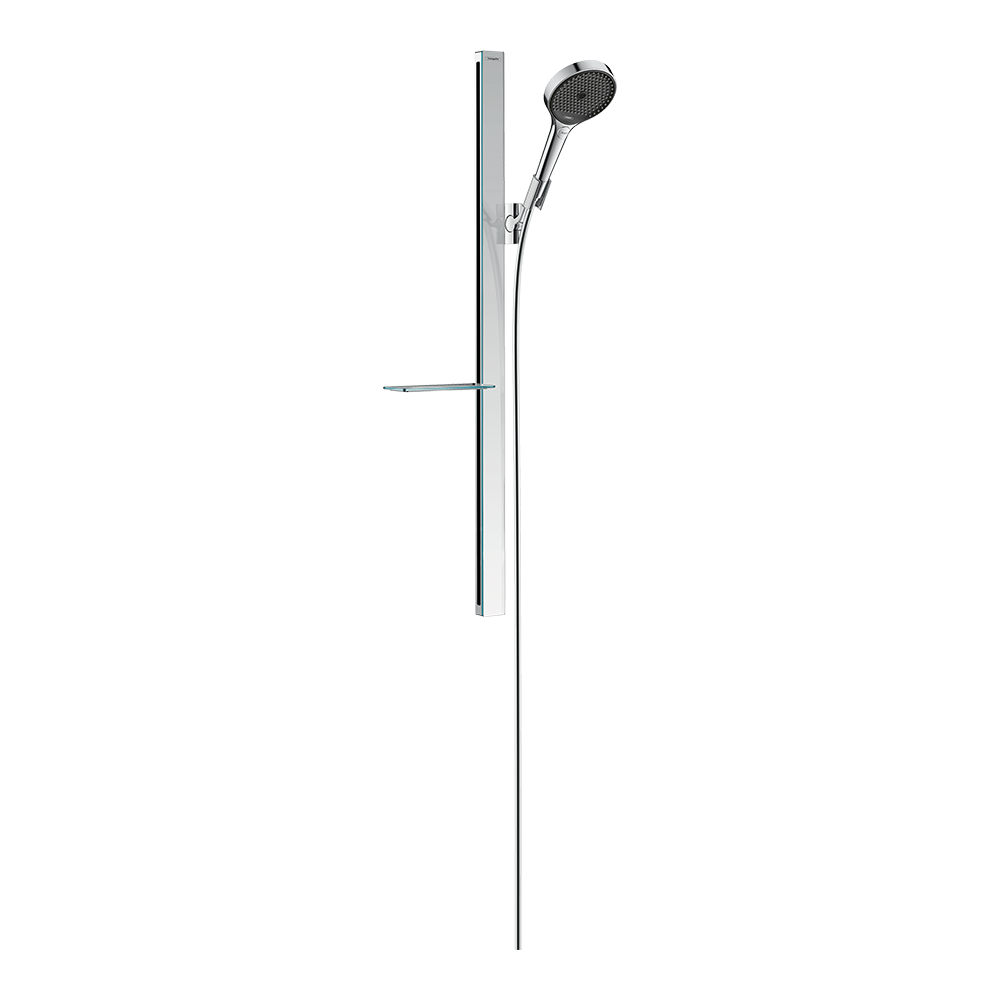 hansgrohe Rainfinity Shower Handset 130 3 Spray with Shower Rail 90 cm and shelf, Chrome