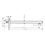 hansgrohe Shower Arm E 39 cm with rectangular shaft, Chrome