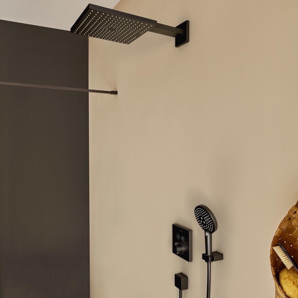 hansgrohe Raindance E Thermostatic Shower Mixer Set 300 with Basic Set, Matt Black