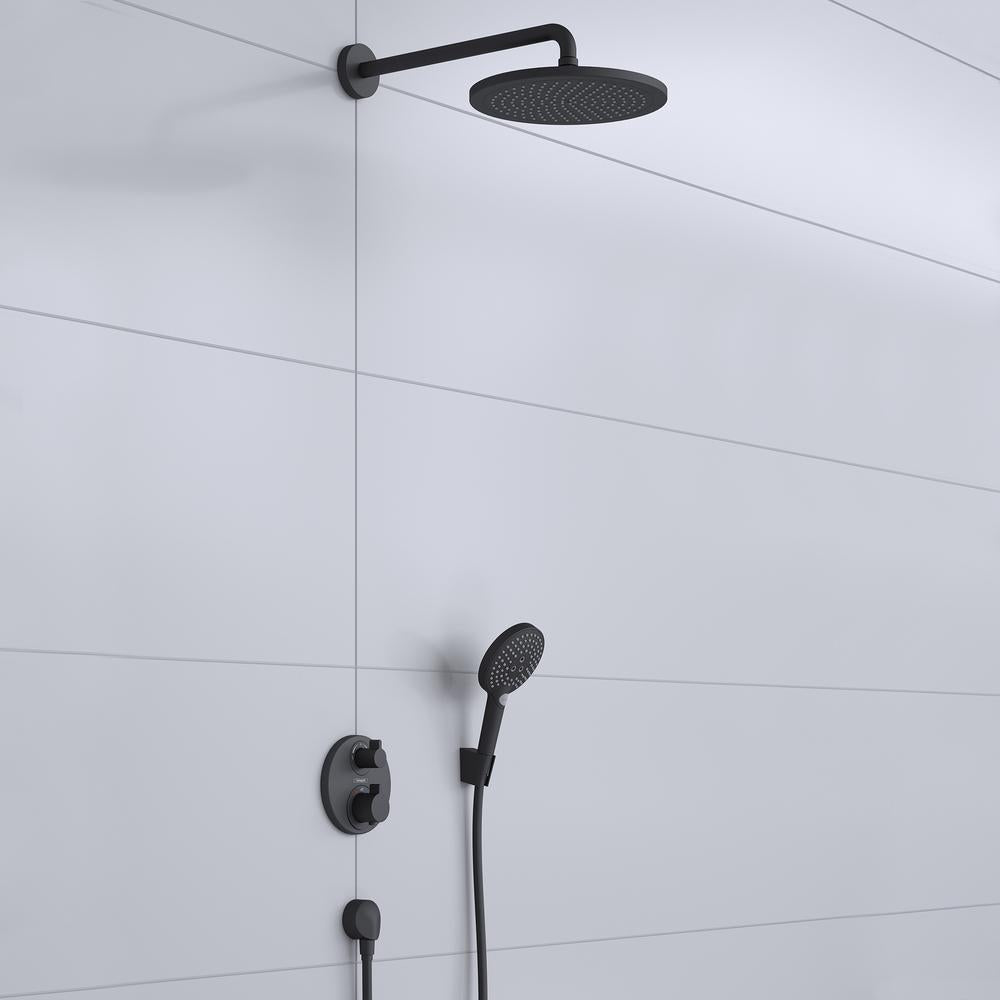 hansgrohe Croma Thermostatic Shower Mixer Set 280 with Basic Set, Matt Black