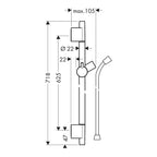 hansgrohe Unica Shower Rail S Puro 65 cm with Isiflex shower hose 160 cm, Chrome
