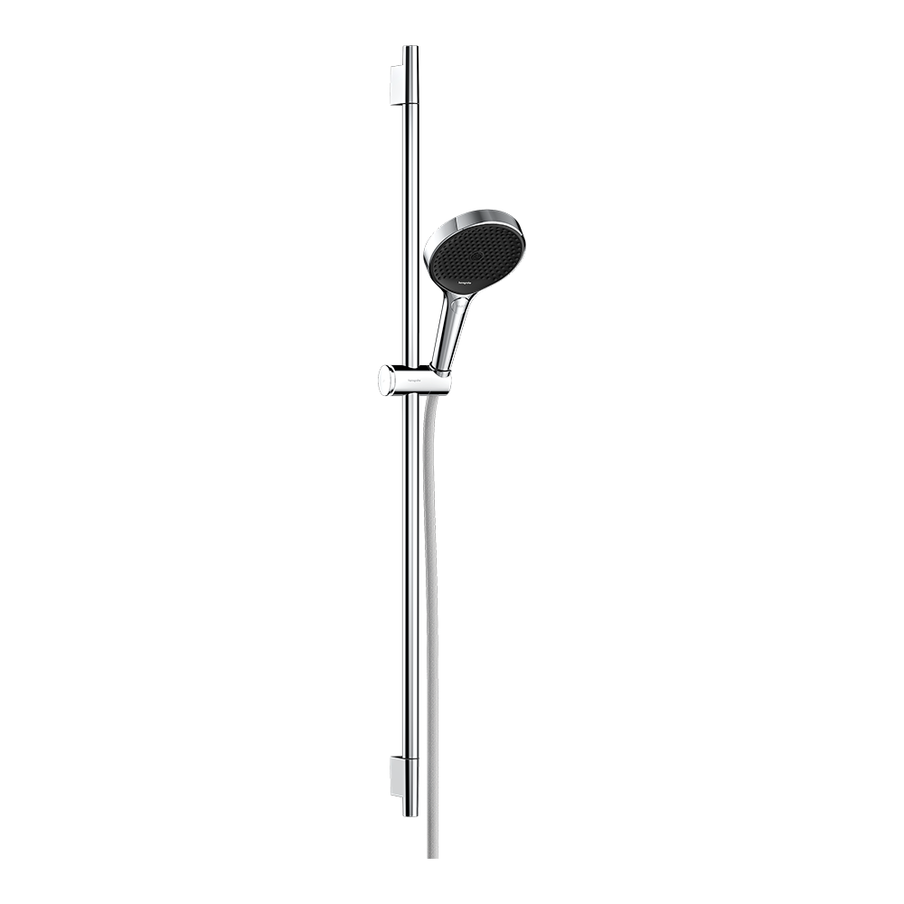 hansgrohe Rainfinity Shower Handset 130 3 Spray with Shower Rail S Puro 90 cm, push slider and Designflex textile shower hose 160 cm, Chrome