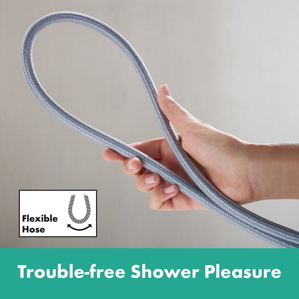hansgrohe Rainfinity Shower Handset 130 3 Spray with Shower Rail S Puro 90 cm, push slider and Designflex textile shower hose 160 cm, Chrome